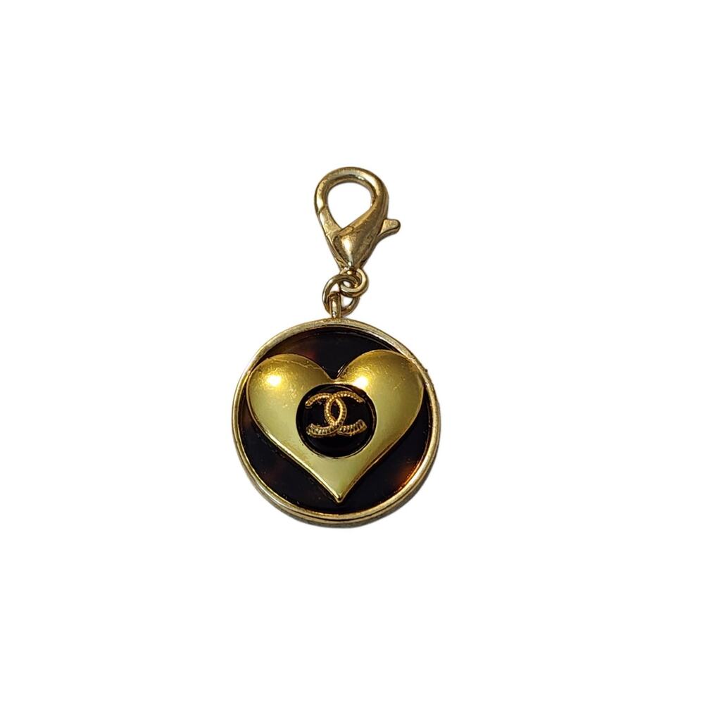 CC Heart Button Embellished Keychain or Bag Charm